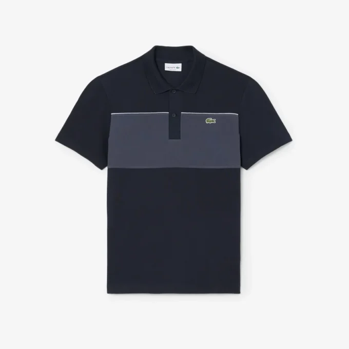 Polo Piqua com blocos de cor e corte regular