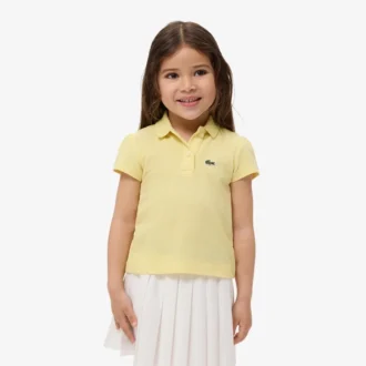Polo Piqua com Gola Recortada para Meninas