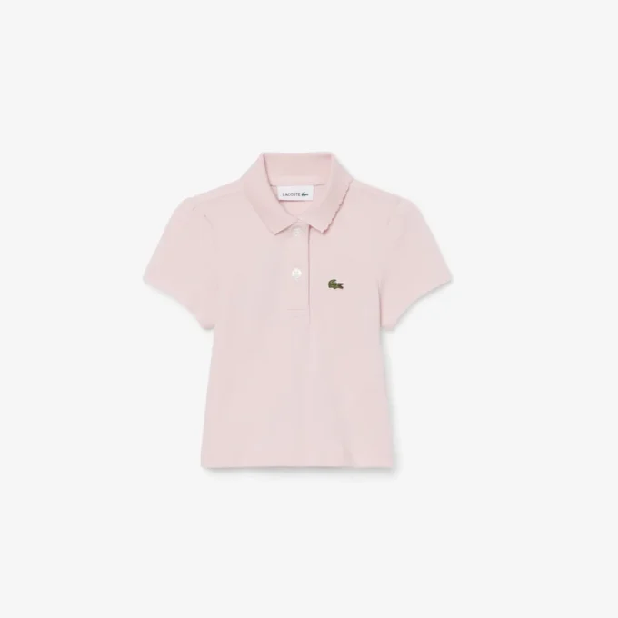 Polo Piqua com Gola Recortada para Meninas