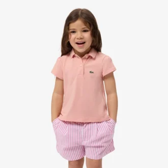 Polo Piqua com Gola Recortada para Meninas