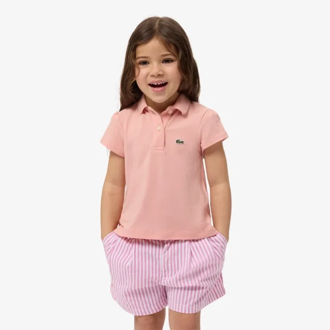 Polo Piqua com Gola Recortada para Meninas