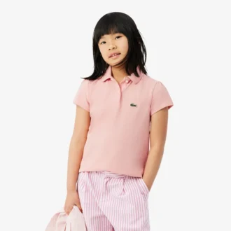 Polo Piqua com Gola Recortada para Meninas