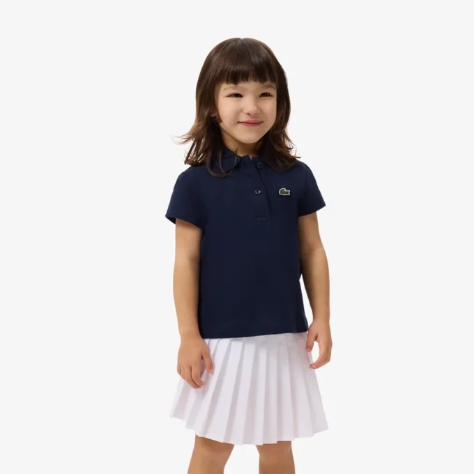 Polo Piqua com Gola Recortada para Meninas