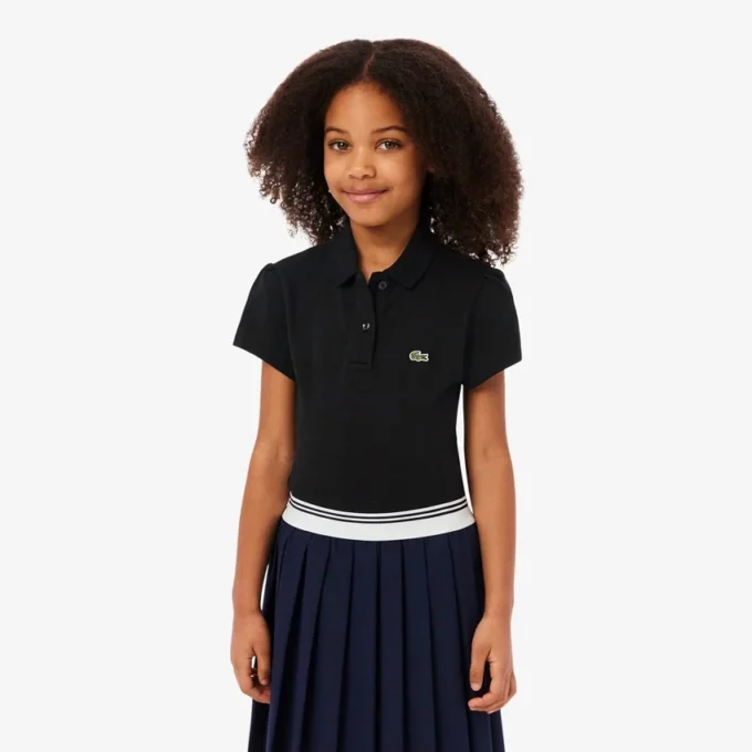 Polo Piqua com Gola Recortada para Meninas