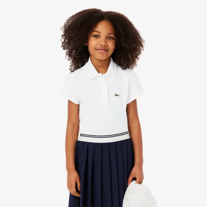 Polo Piqua com Gola Recortada para Meninas