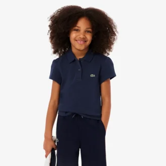 Polo Piqua com Gola Recortada para Meninas