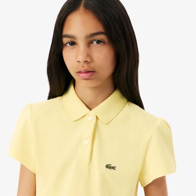 Polo Piqua com Gola Recortada para Meninas