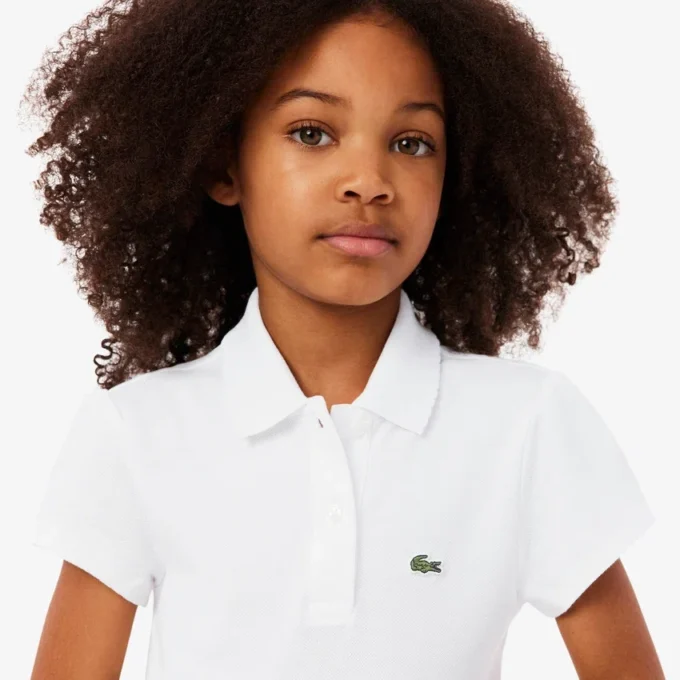 Polo Piqua com Gola Recortada para Meninas