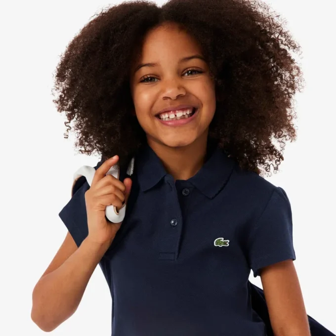 Polo Piqua com Gola Recortada para Meninas
