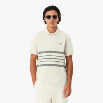 Polo às riscas com corte clássico, fabricado em França
