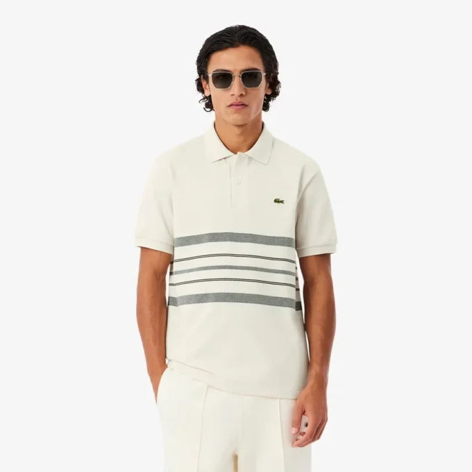Polo às riscas com corte clássico, fabricado em França