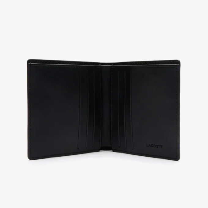Porta-notas compacto em pele com monograma