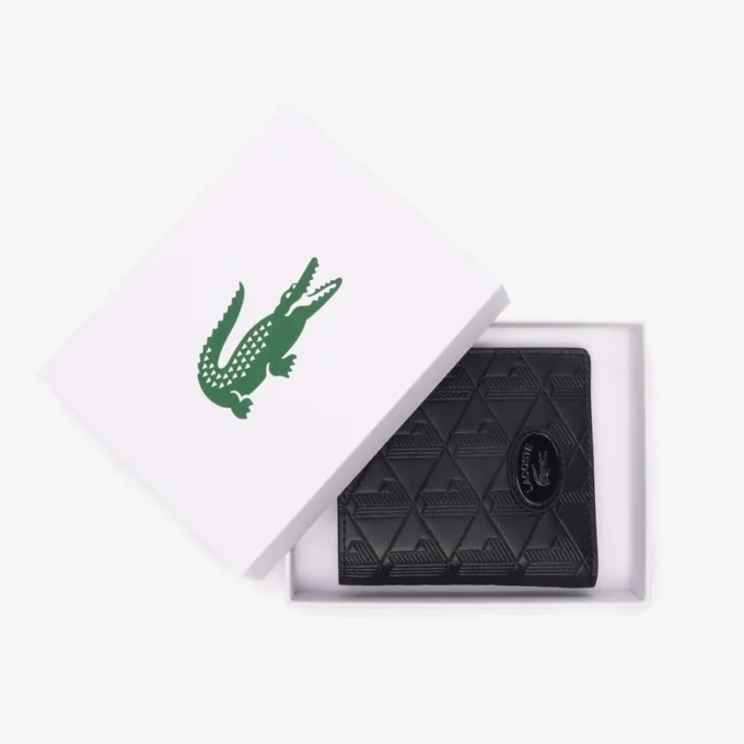Porta-notas compacto em pele com monograma