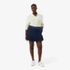 Saia curta plissada em mistura de lã para mulher