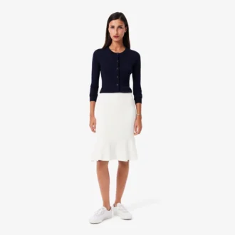 Saia midi com nervuras 3D para mulher