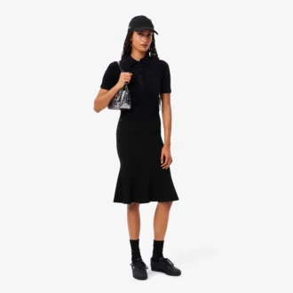 Saia midi com nervuras 3D para mulher