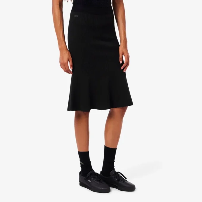 Saia midi com nervuras 3D para mulher