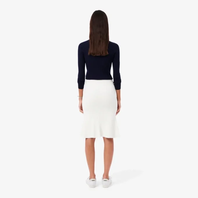 Saia midi com nervuras 3D para mulher