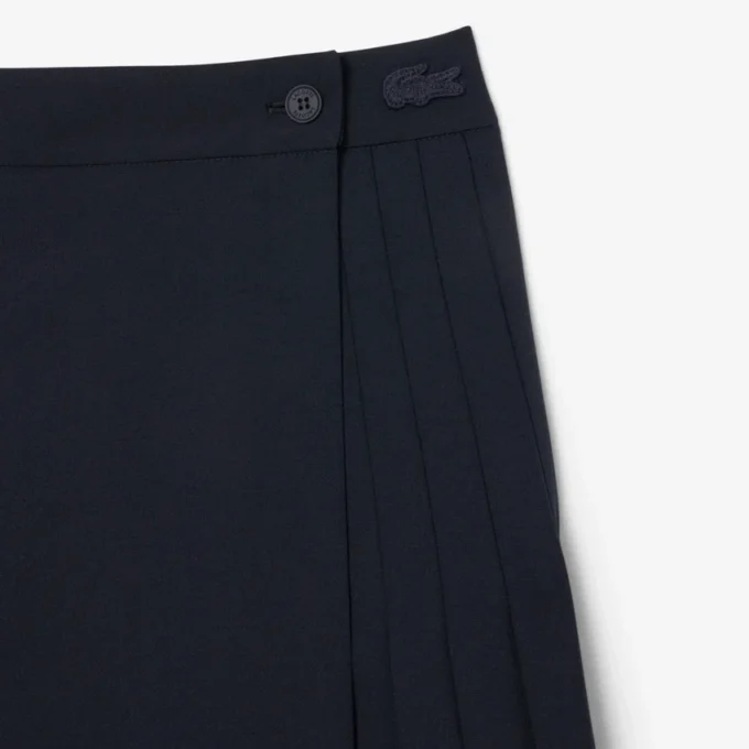 Saia midi envolvente plissada em lã para mulher