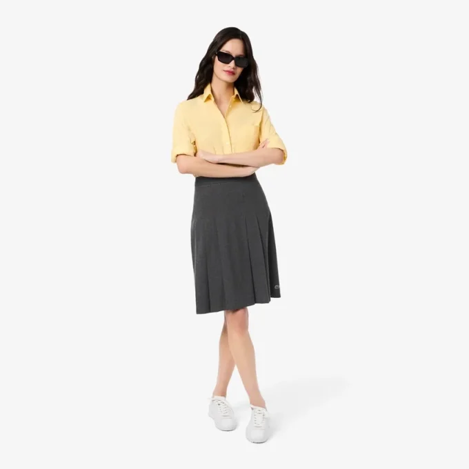 Saia midi plissada em flanela para mulher