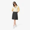Saia midi plissada em flanela para mulher