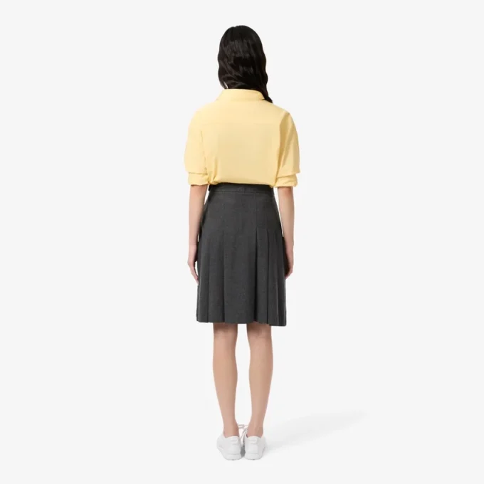 Saia midi plissada em flanela para mulher