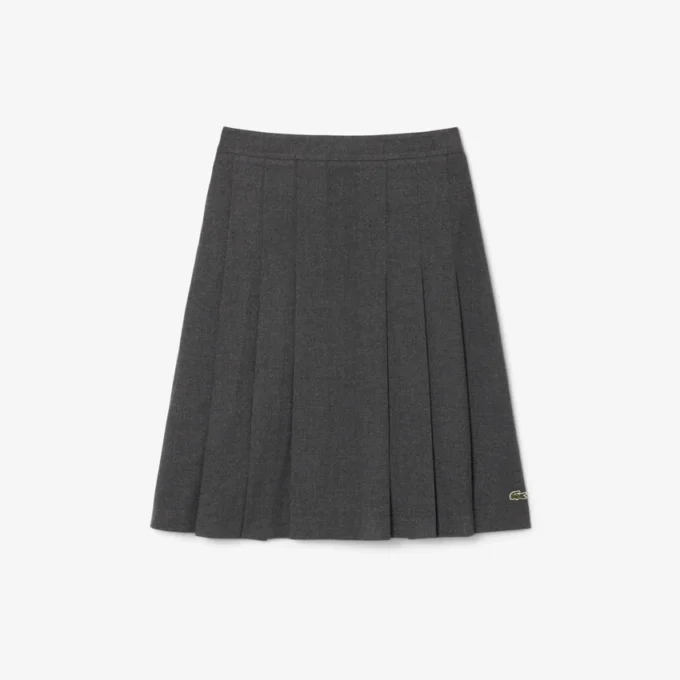 Saia midi plissada em flanela para mulher