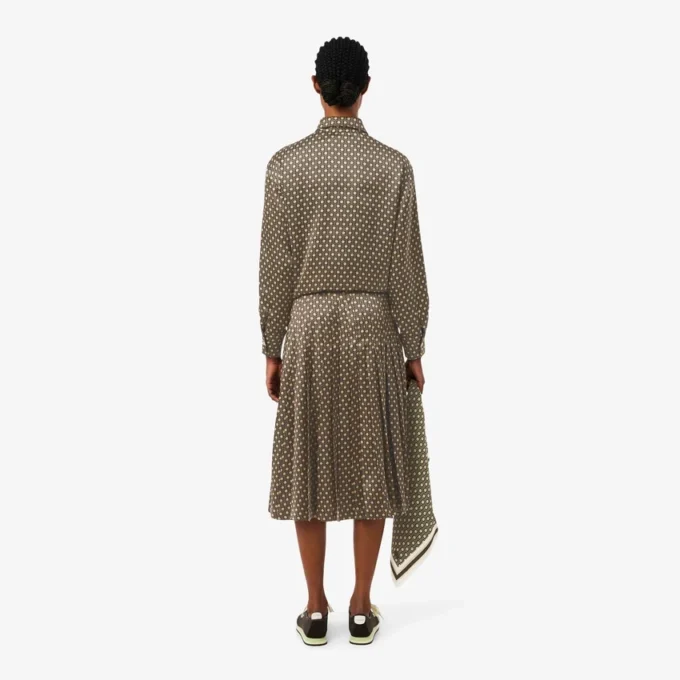 Saia midi plissada estampada