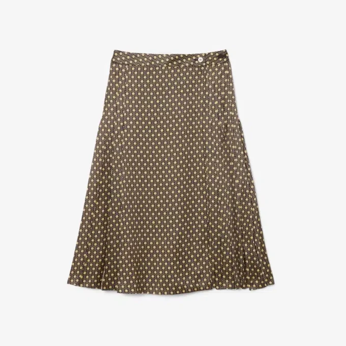 Saia midi plissada estampada