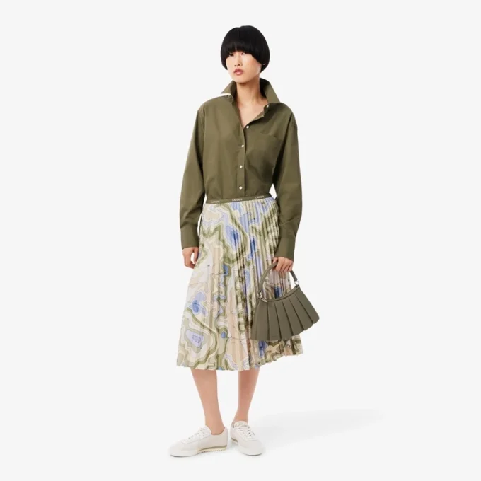 Saia plissada com estampado Topography para mulher