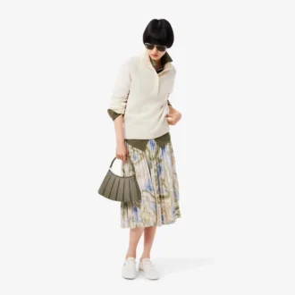 Saia plissada com estampado Topography para mulher