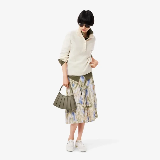 Saia plissada com estampado Topography para mulher