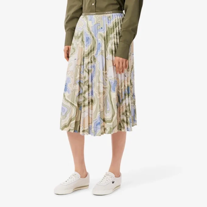 Saia plissada com estampado Topography para mulher