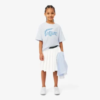 Saia plissada de algodão Oxford para meninas