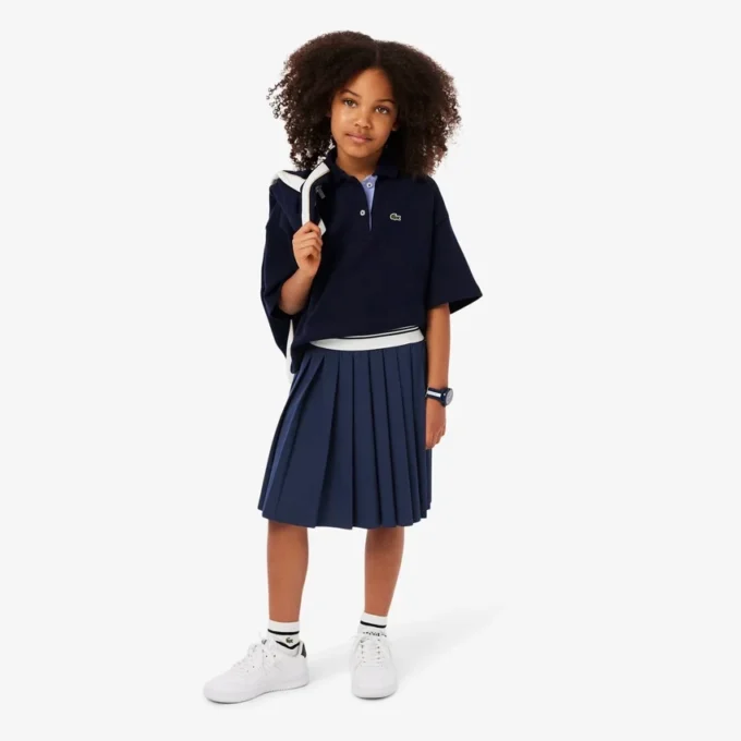 Saia plissada de algodão Oxford para meninas