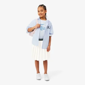 Saia plissada de algodão Oxford para meninas