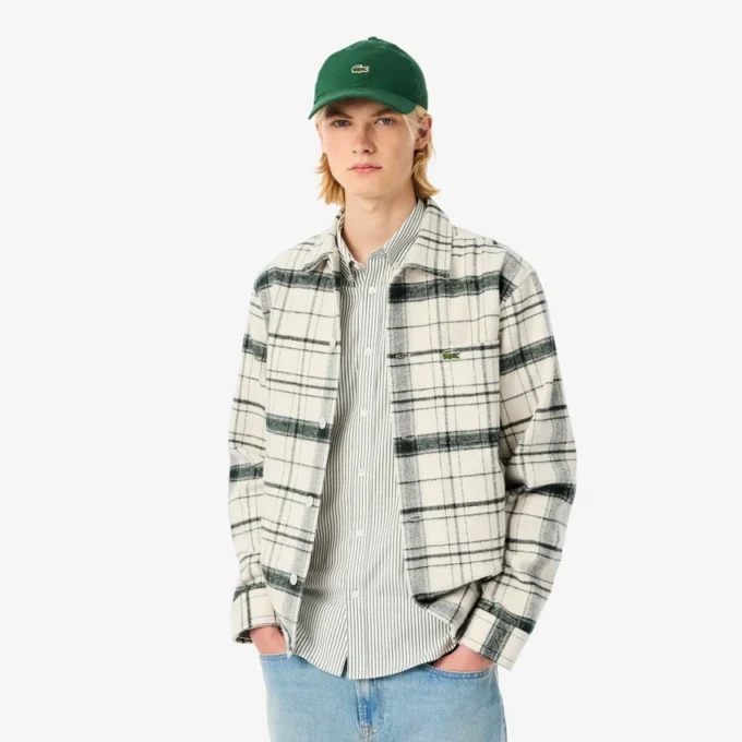 Sobrecamisa xadrez de algodão para homem