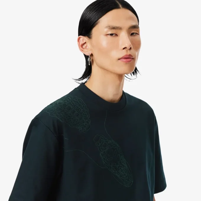 T-shirt com crocodilo bordado da passerelle