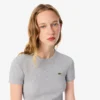 T-shirt de algodão canelado com corte justo para mulher