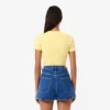 T-shirt de algodão canelado com corte justo para mulher