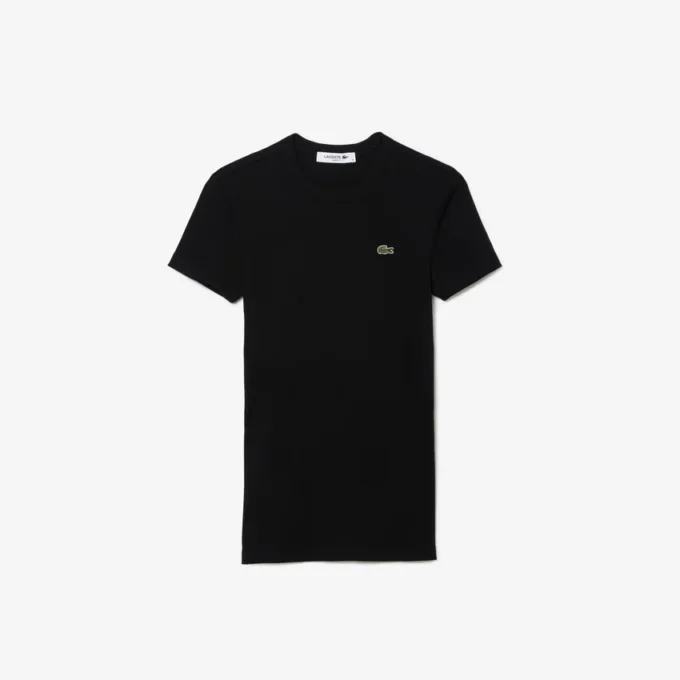 T-shirt de algodão canelado com corte justo para mulher