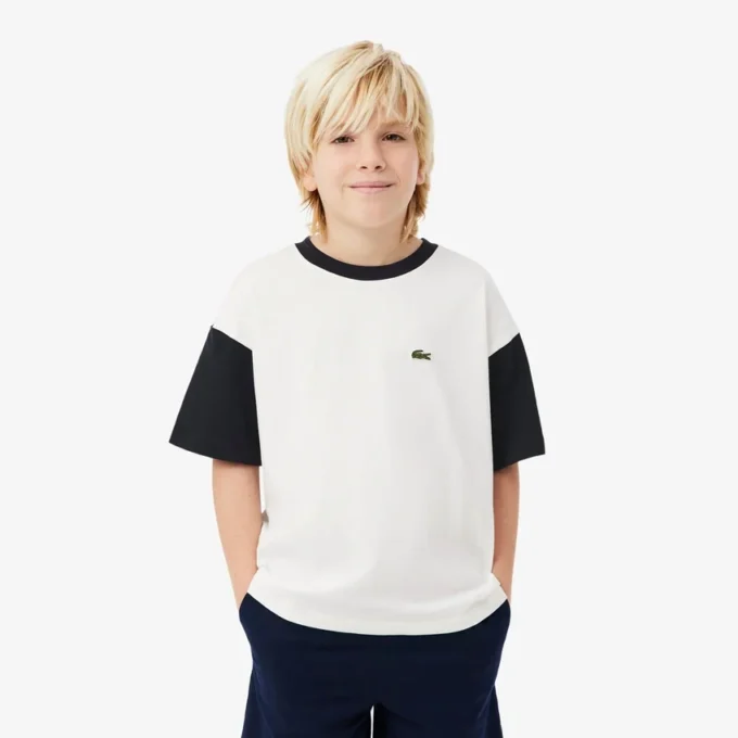 T-shirt de algodão com acabamentos contrastantes