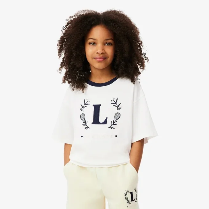 T-shirt de algodão com emblema contrastante