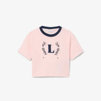 T-shirt de algodão com emblema contrastante