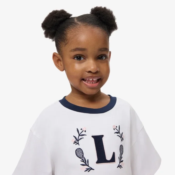 T-shirt de algodão com emblema contrastante