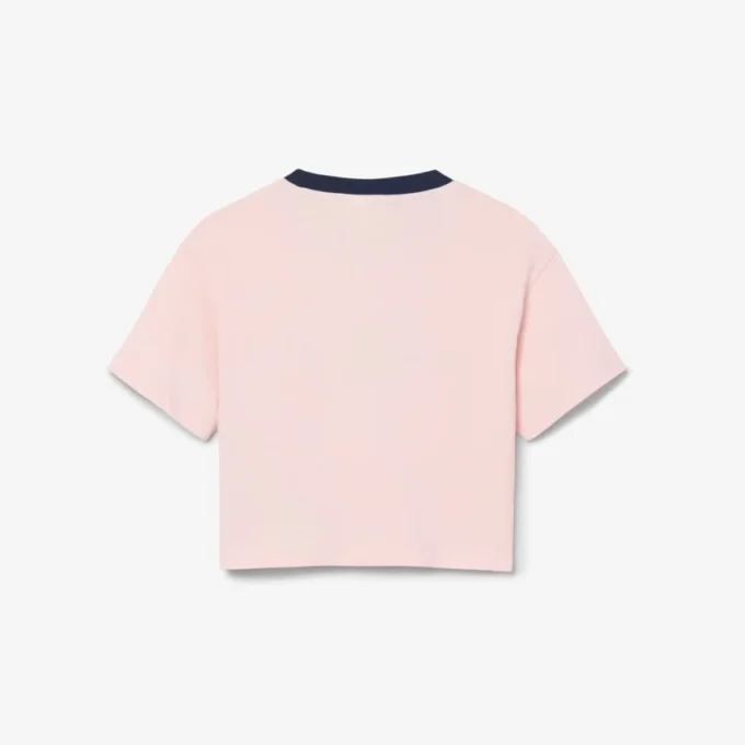 T-shirt de algodão com emblema contrastante