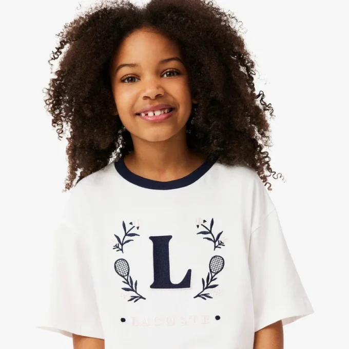T-shirt de algodão com emblema contrastante