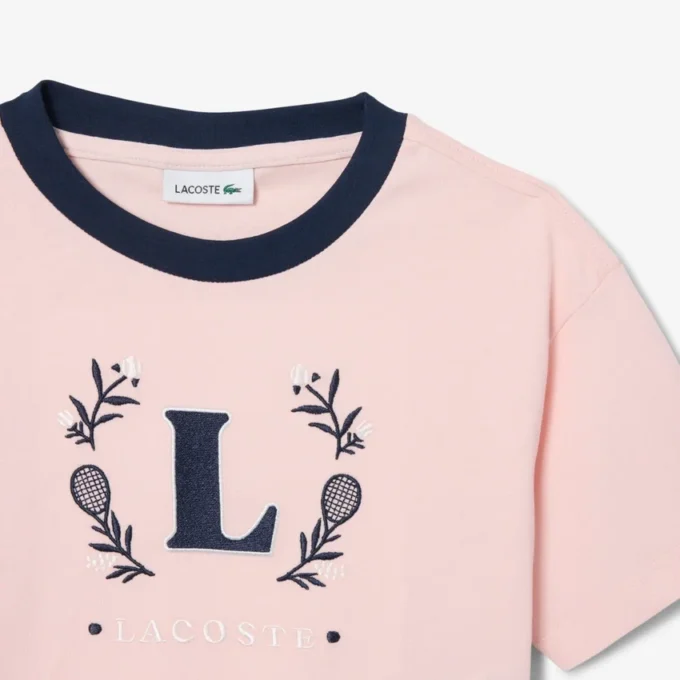 T-shirt de algodão com emblema contrastante