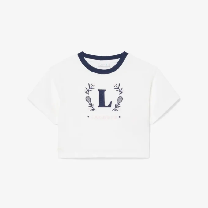 T-shirt de algodão com emblema contrastante