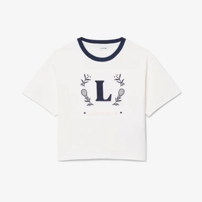 T-shirt de algodão com emblema contrastante
